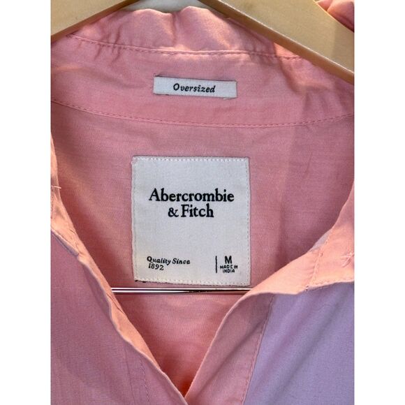 Abercrombie & Fitch Women's Size M Light Purple Pink Oversized Poplin Button Up - Picture 4 of 5